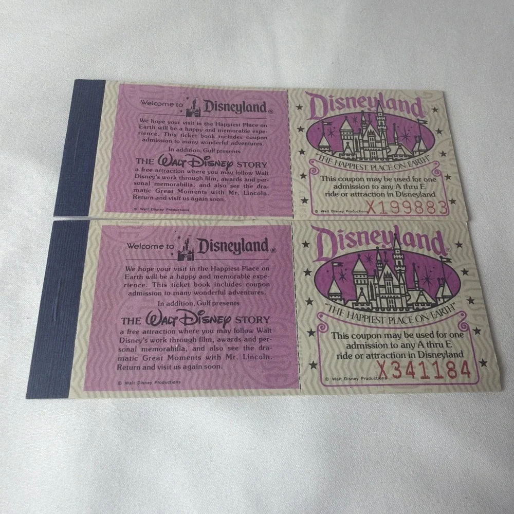 Vintage Disneyland 5 Adventures Courtesy Guest Ticket Book Complete 2 Lot